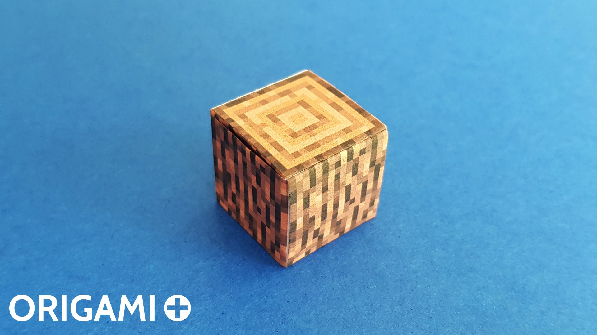 Origami Minecraft redwood wood block texture and template